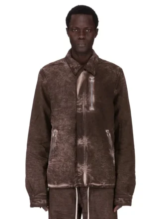 DRKSHDW FW25 CONCORDIANS CONCEALED ZIPFRONT JKT IN DRKDUST BRUSHED COTTON. DU02E7775BMO-78