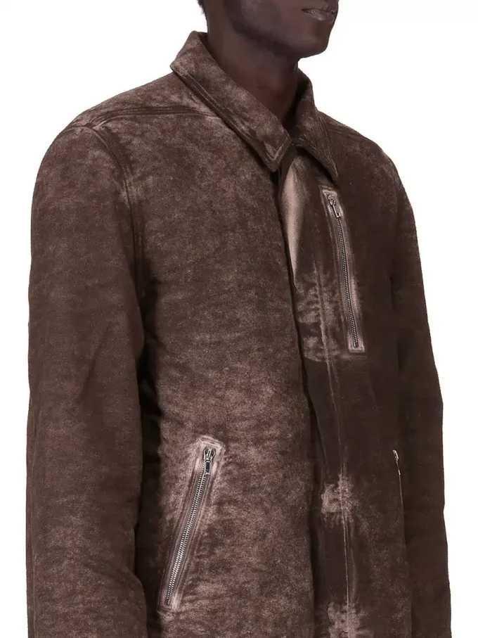 DRKSHDW FW25 CONCORDIANS CONCEALED ZIPFRONT JKT IN DRKDUST BRUSHED COTTON. DU02E7775BMO-78 DRKSHDW FW25 CONCORDIANS CONCEALED ZIPFRONT JKT IN DRKDUST BRUSHED COTTON. DU02E7775BMO-78