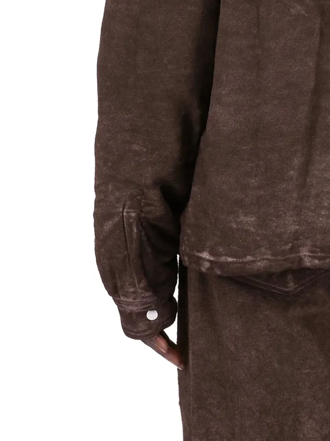 DRKSHDW FW25 CONCORDIANS CONCEALED ZIPFRONT JKT IN DRKDUST BRUSHED COTTON. DU02E7775BMO-78 DRKSHDW FW25 CONCORDIANS CONCEALED ZIPFRONT JKT IN DRKDUST BRUSHED COTTON. DU02E7775BMO-78