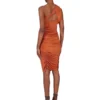 RICK OWENS FW25 CONCORDIANS AMIRA DRESS IN ORANGE SATIN VISCOSE JERSEY. LI02E3526JVS-153 RICK OWENS FW25 CONCORDIANS AMIRA DRESS IN ORANGE SATIN VISCOSE JERSEY. LI02E3526JVS-153