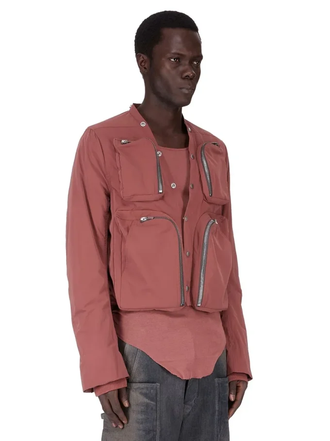 RICK OWENS FW25 CONCORDIANS CARGO JKT IN ROSEWOOD MATTE NYLON. RU02E1762MT-13