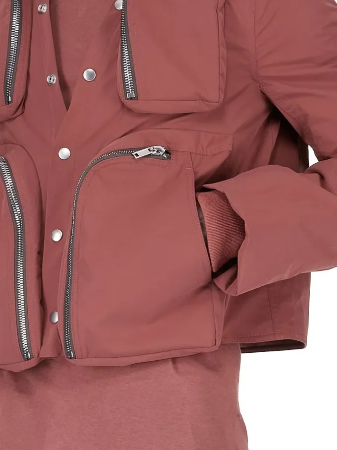 RICK OWENS FW25 CONCORDIANS CARGO JKT IN ROSEWOOD MATTE NYLON. RU02E1762MT-13