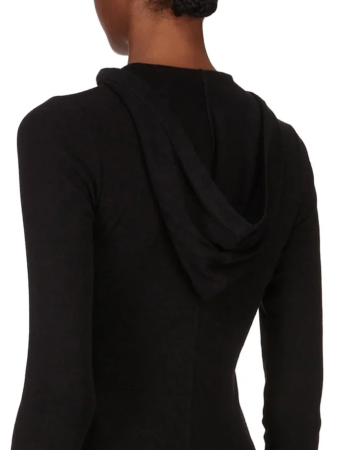 RICK OWENS FW25 CONCORDIANS CROPPED HOODED RIB LS T IN BLACK RAININO RIB JERSEY. RP02E4210RJR-09 RICK OWENS FW25 CONCORDIANS CROPPED HOODED RIB LS T IN BLACK RAININO RIB JERSEY. RP02E4210RJR-09