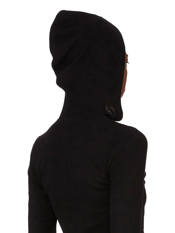 RICK OWENS FW25 CONCORDIANS CROPPED HOODED RIB LS T IN BLACK RAININO RIB JERSEY. RP02E4210RJR-09 RICK OWENS FW25 CONCORDIANS CROPPED HOODED RIB LS T IN BLACK RAININO RIB JERSEY. RP02E4210RJR-09