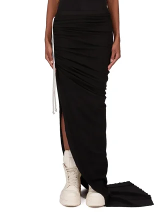 RICK OWENS FW25 CONCORDIANS EDFU SKIRT IN BLACK DOUBLE BRUSHED JERSEY DS02E7337JDB-09