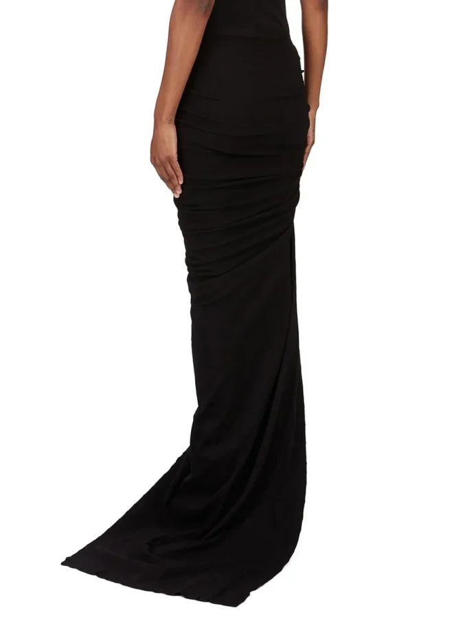 RICK OWENS FW25 CONCORDIANS EDFU SKIRT IN BLACK DOUBLE BRUSHED JERSEY DS02E7337JDB-09 RICK OWENS FW25 CONCORDIANS EDFU SKIRT IN BLACK DOUBLE BRUSHED JERSEY DS02E7337JDB-09