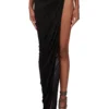 RICK OWENS FW25 CONCORDIANS HYDRA SKIRT IN BLACK SATIN VISCOSE JERSEY. LI02E3315JVS-09 RICK OWENS FW25 CONCORDIANS HYDRA SKIRT IN BLACK SATIN VISCOSE JERSEY. LI02E3315JVS-09