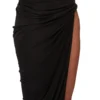 RICK OWENS FW25 CONCORDIANS HYDRA SKIRT IN BLACK SATIN VISCOSE JERSEY. LI02E3315JVS-09 RICK OWENS FW25 CONCORDIANS HYDRA SKIRT IN BLACK SATIN VISCOSE JERSEY. LI02E3315JVS-09