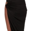 RICK OWENS FW25 CONCORDIANS HYDRA SKIRT IN BLACK SATIN VISCOSE JERSEY. LI02E3315JVS-09 RICK OWENS FW25 CONCORDIANS HYDRA SKIRT IN BLACK SATIN VISCOSE JERSEY. LI02E3315JVS-09