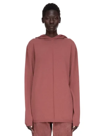 RICK OWENS FW25 CONCORDIANS OVERSIZED HOODIE IN ROSEWOOD LIGHTWEIGHT RASATO KNIT. RP02E4613M-13