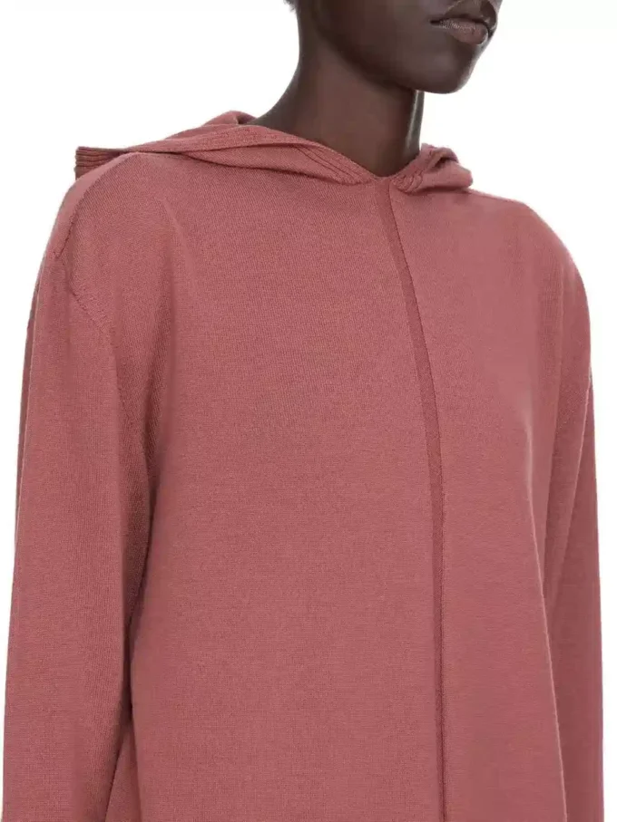 RICK OWENS FW25 CONCORDIANS OVERSIZED HOODIE IN ROSEWOOD LIGHTWEIGHT RASATO KNIT. RP02E4613M-13 RICK OWENS FW25 CONCORDIANS OVERSIZED HOODIE IN ROSEWOOD LIGHTWEIGHT RASATO KNIT. RP02E4613M-13