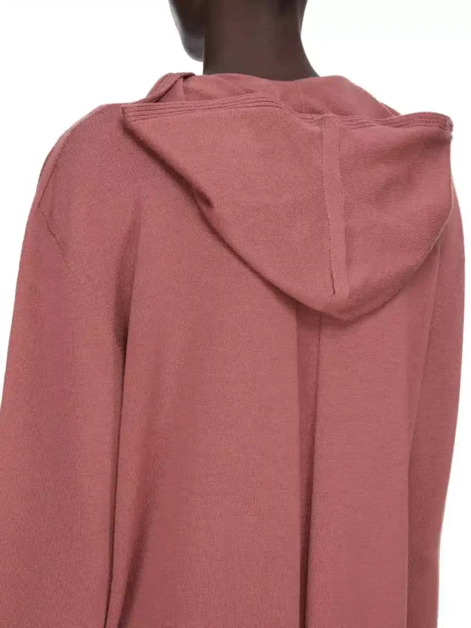 RICK OWENS FW25 CONCORDIANS OVERSIZED HOODIE IN ROSEWOOD LIGHTWEIGHT RASATO KNIT. RP02E4613M-13 RICK OWENS FW25 CONCORDIANS OVERSIZED HOODIE IN ROSEWOOD LIGHTWEIGHT RASATO KNIT. RP02E4613M-13