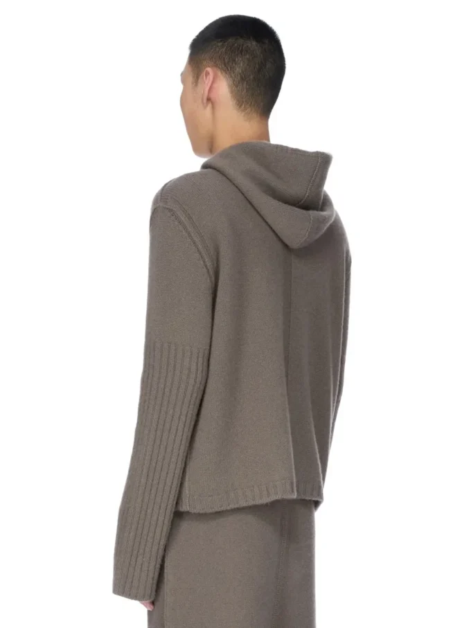 RICK OWENS FW25 CONCORDIANS PRECOLLECTION ZIPPED HOODIE IN DUST LAS PALMAS CASHMERE KNIT. RU02E1666KLWS-34 RICK OWENS FW25 CONCORDIANS PRECOLLECTION ZIPPED HOODIE IN DUST LAS PALMAS CASHMERE KNIT. RU02E1666KLWS-34