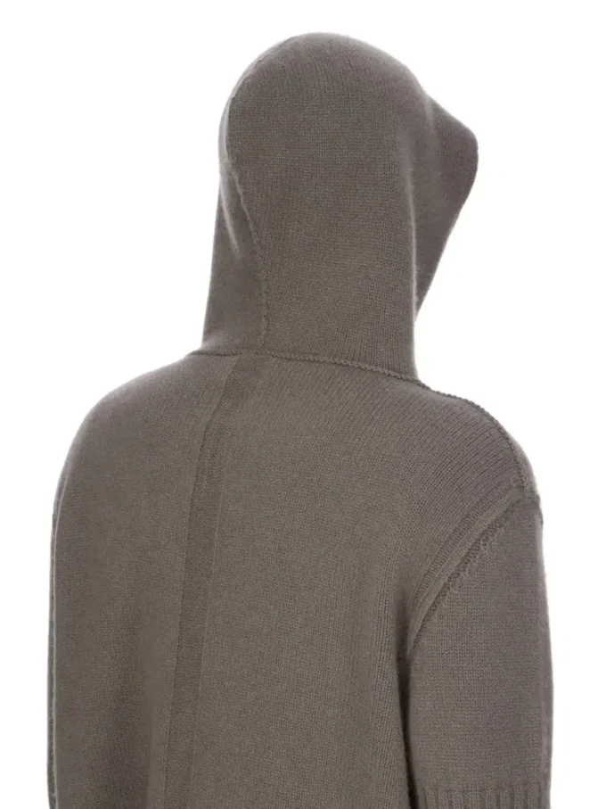 RICK OWENS FW25 CONCORDIANS PRECOLLECTION ZIPPED HOODIE IN DUST LAS PALMAS CASHMERE KNIT. RU02E1666KLWS-34 RICK OWENS FW25 CONCORDIANS PRECOLLECTION ZIPPED HOODIE IN DUST LAS PALMAS CASHMERE KNIT. RU02E1666KLWS-34