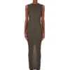 RICK OWENS FW25 CONCORDIANS TANK DRESS MOTIVO IN BOSCO LIGHTWEIGHT RASATO KNIT RP02E4676MLK-25 RICK OWENS FW25 CONCORDIANS TANK DRESS MOTIVO IN BOSCO LIGHTWEIGHT RASATO KNIT RP02E4676MLK-25