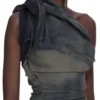 RICK OWENS FW25 CONCORDIANS TWIST DRESS IN DRKDUST DEGRADE SLUB STRETCH DENIM. RP02E4521SDKDEG-78D