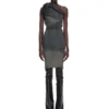 RICK OWENS FW25 CONCORDIANS TWIST DRESS IN DRKDUST DEGRADE SLUB STRETCH DENIM. RP02E4521SDKDEG-78D