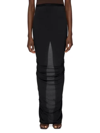 RICK OWENS LILIES FW25 CONCORDIANS EVA SKIRT IN BLACK VISCOSE CREPE JERSEY LI02E3316CVI-09