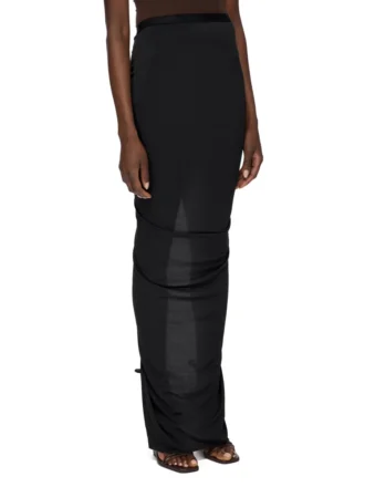 RICK OWENS LILIES FW25 CONCORDIANS EVA SKIRT IN BLACK VISCOSE CREPE JERSEY LI02E3316CVI-09